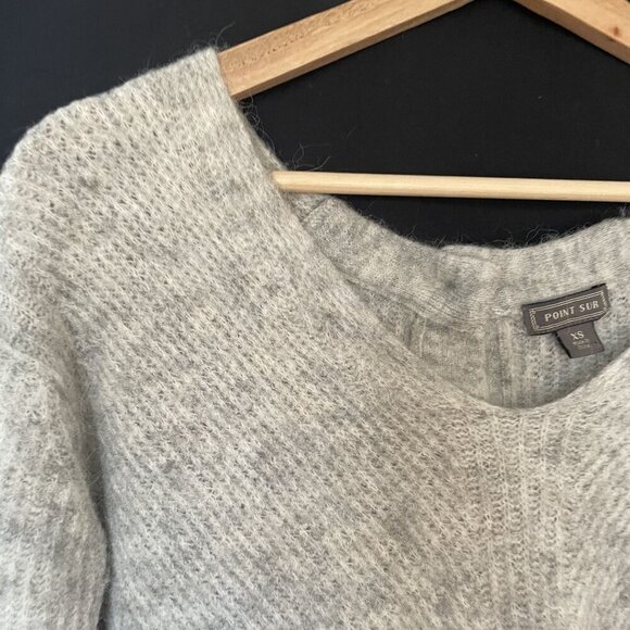 Point Sur women's size XS Gray Longline Button-Back Knit Sweater v-neck top - Picture 2 of 7